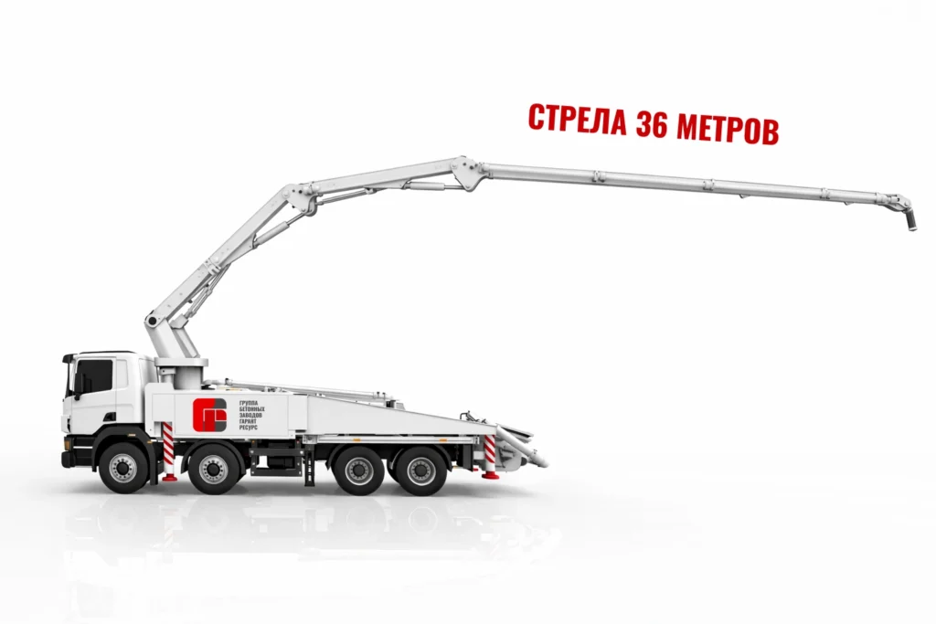 Автобетононасос со стрелой 36 м для подачи бетона на монолитные работы в Жуковском